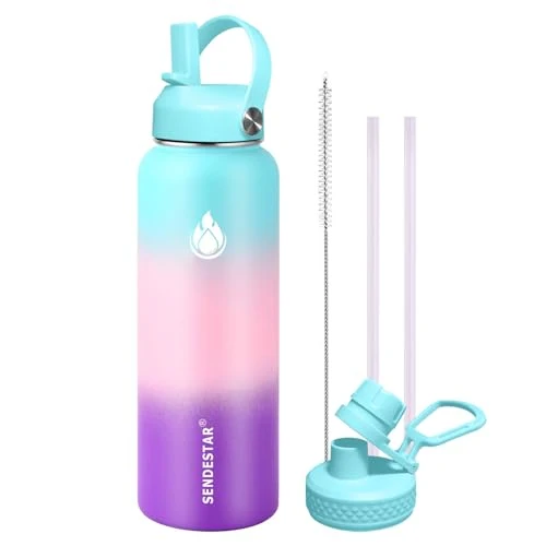 Flexible Water Bottle 32oz Double Wall Vacuum Insulated Leak Proof Stainless Steel Sports Water Bottle Functional