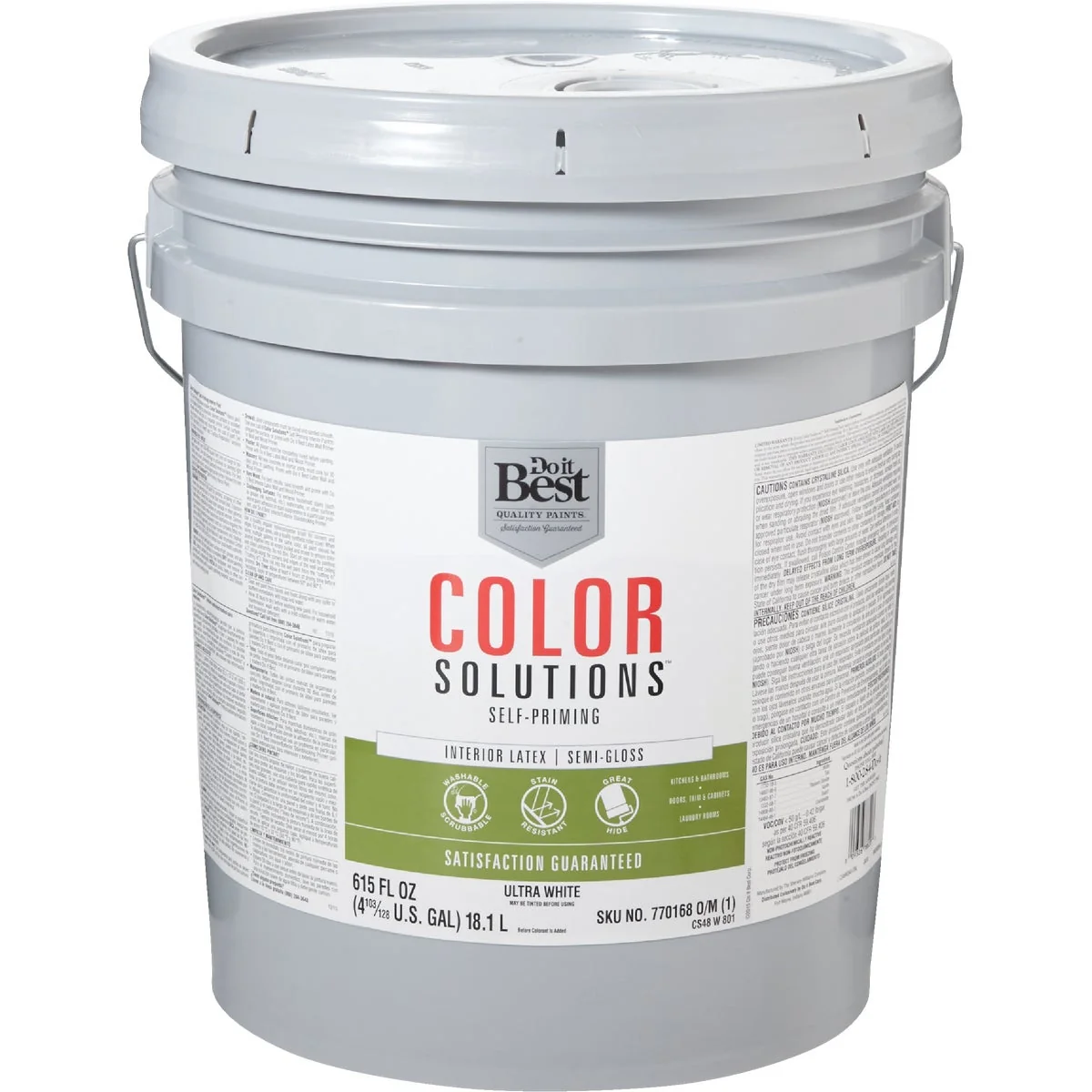 Superior Do it Color Solutions Latex Self-Priming Semi-Gloss Interior Wall Paint Ultra White 5 Gal. Flexible