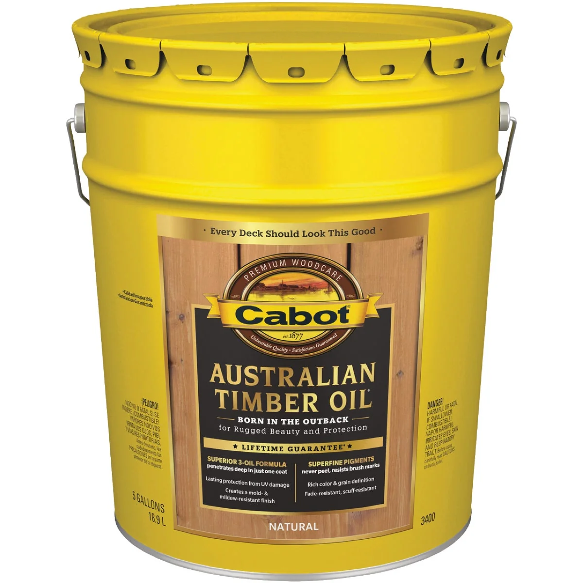 Elite Cabot Australian Timber Oil Translucent Exterior Oil Finish Natural 5 Gal. Premium Material