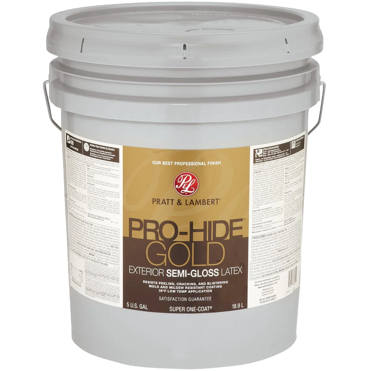 Recyclable Pratt Lambert Pro-Hide Gold Latex Semi-Gloss Exterior House Paint Base 3 5 Gal. Sophisticated
