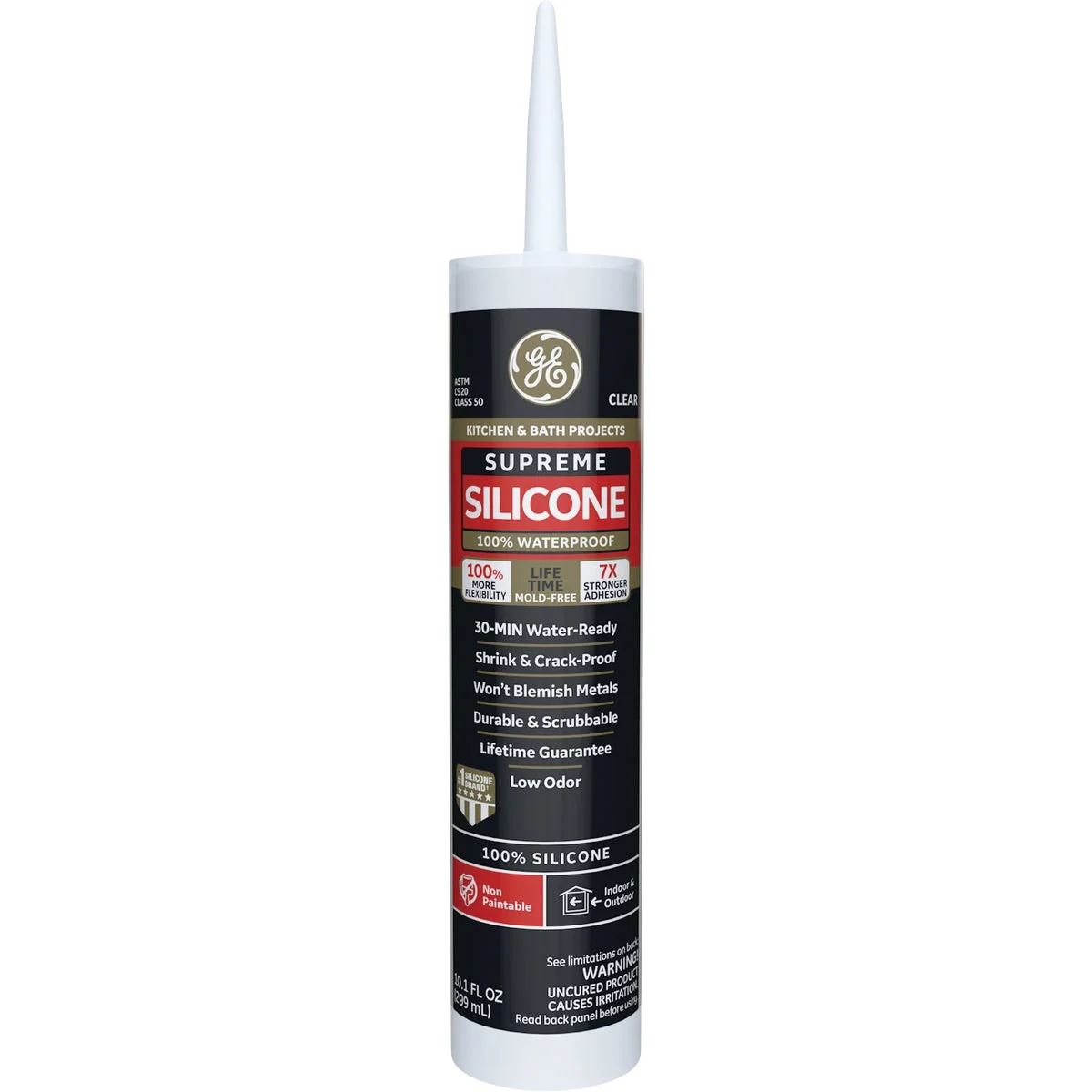 Responsible GE Supreme Silicone Kitchen Bath Sealant Clear 10.1oz Authentic