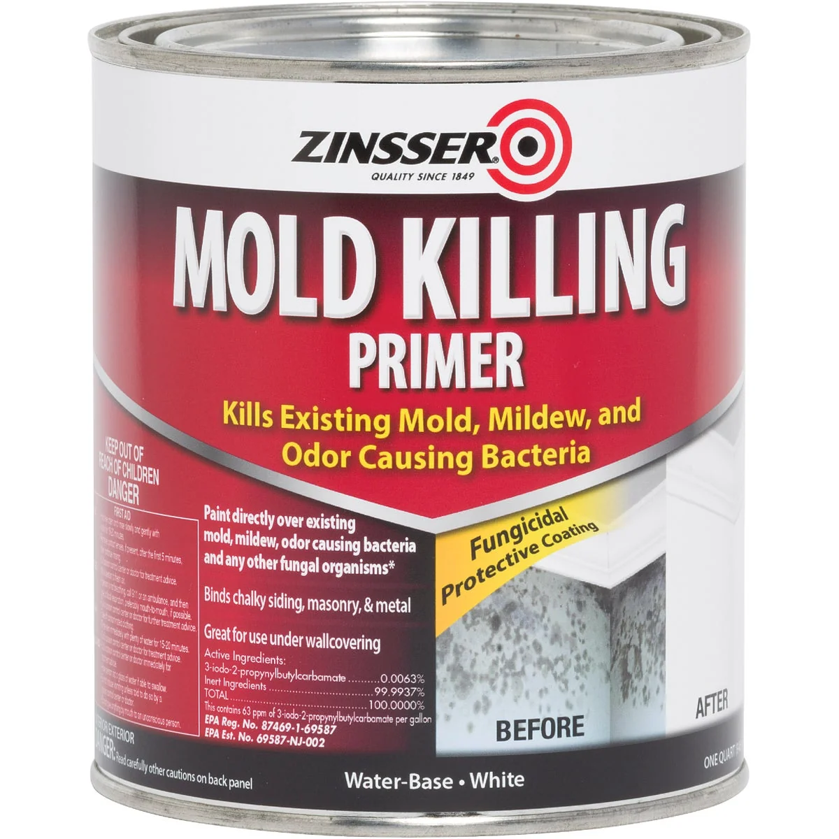High-Grade Zinsser Mold Killing Interior Exterior Primer White 1 Qt. Fine Crafted