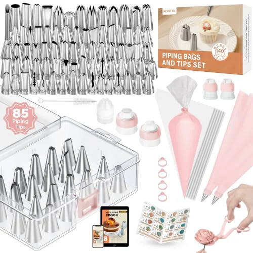 Recyclable 140 Piping Bags and Tips Set Frosting Piping Kit for Beginner Pros Safe