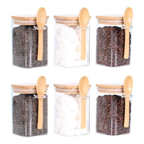 Consistent Glass Jar with Bamboo Lid and Spoon 3 Count Fine