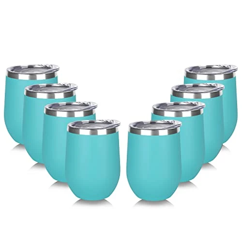 Consistent Stainless Steel Wine Tumbler Bulk with Lid 8 Count Pure
