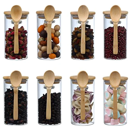 Dependable Glass Sugar Container with Spoon 8 Count Modern