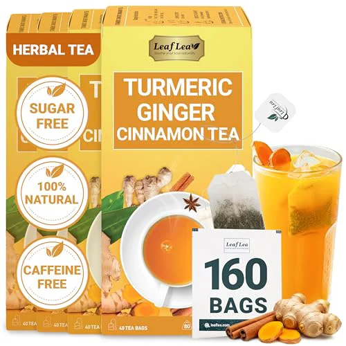 Exceptional Turmeric Tea with Ginger Cinnamon 160 Count Safe