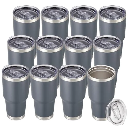 Efficient 30 oz Tumbler with Lid Stainless Steel Tumblers Bulk 12 Count Top-Quality