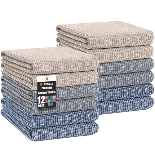 Convenient 380 GSM Cotton Premium Kitchen Towels 12 Pack 12 Count Refined