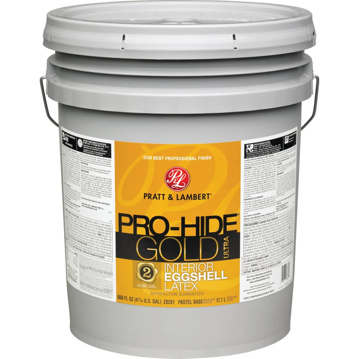 Carefully Designed Pratt Lambert Pro-Hide Gold Ultra Latex Eggshell Interior Wall Paint Pastel Base 5 Gal. World-Class