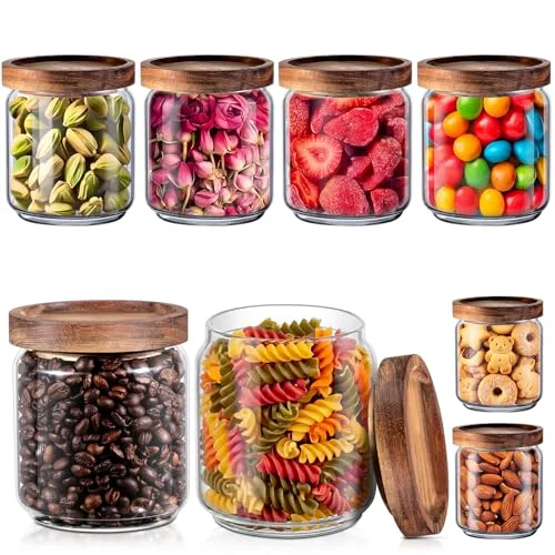 High-Grade 8 Pack Glass Containers Canister Set 8 Count Detailed