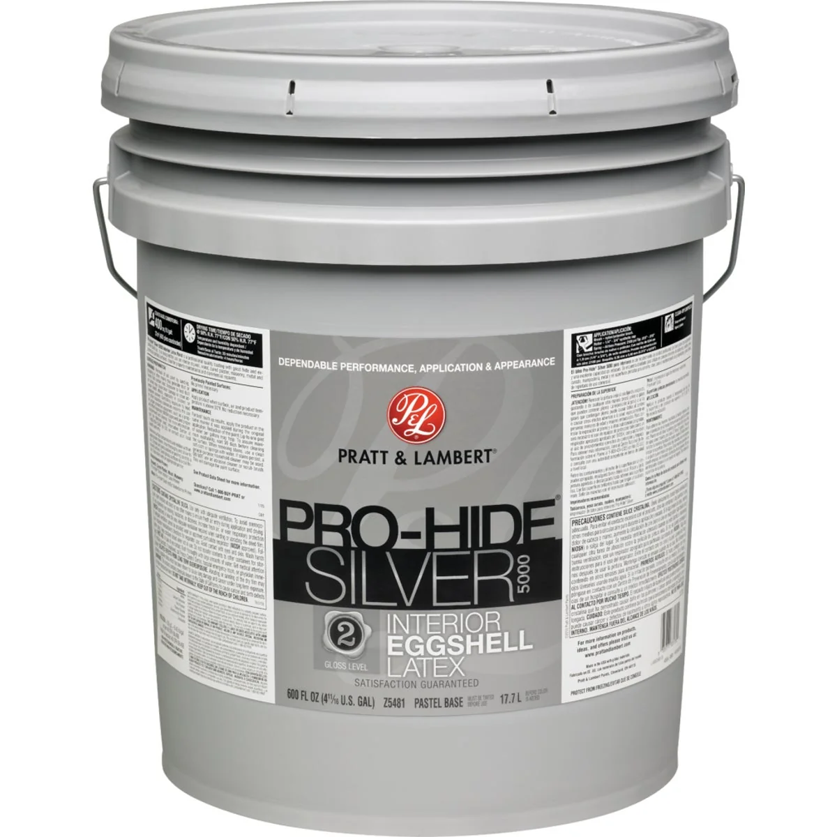 Carefully Designed Pratt Lambert Pro-Hide Silver 5000 Latex Eggshell Interior Wall Paint Pastel Base 5 Gal. Reusable