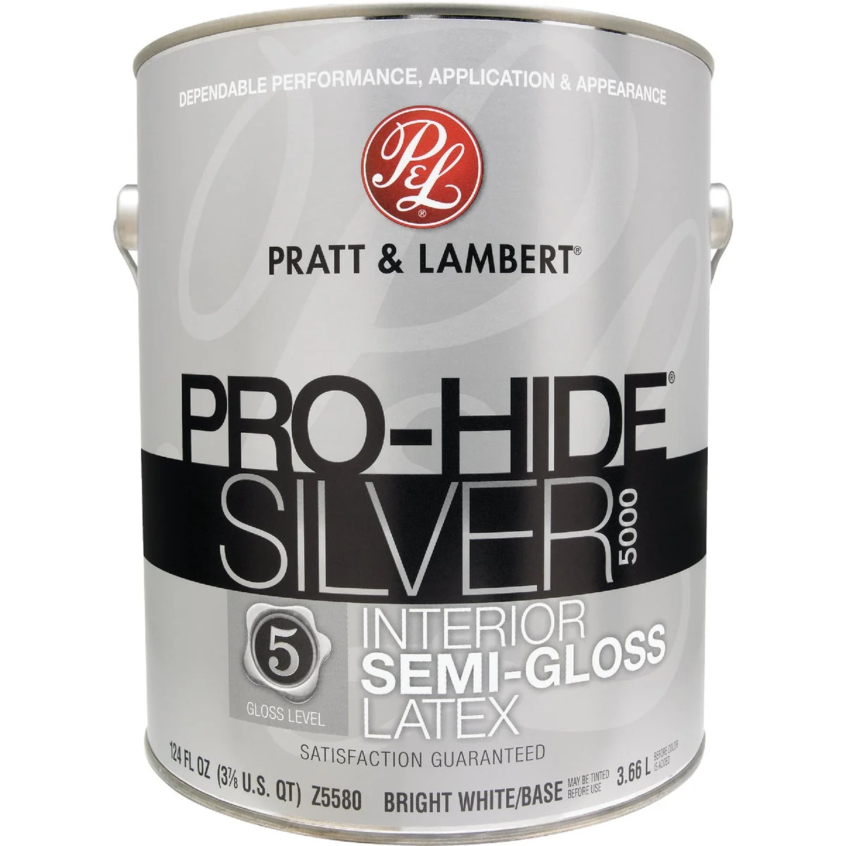 High-End Pratt Lambert Pro-Hide Silver 5000 Latex Semi-Gloss Interior Wall Paint Bright White Base 1 Gal. Sustainable