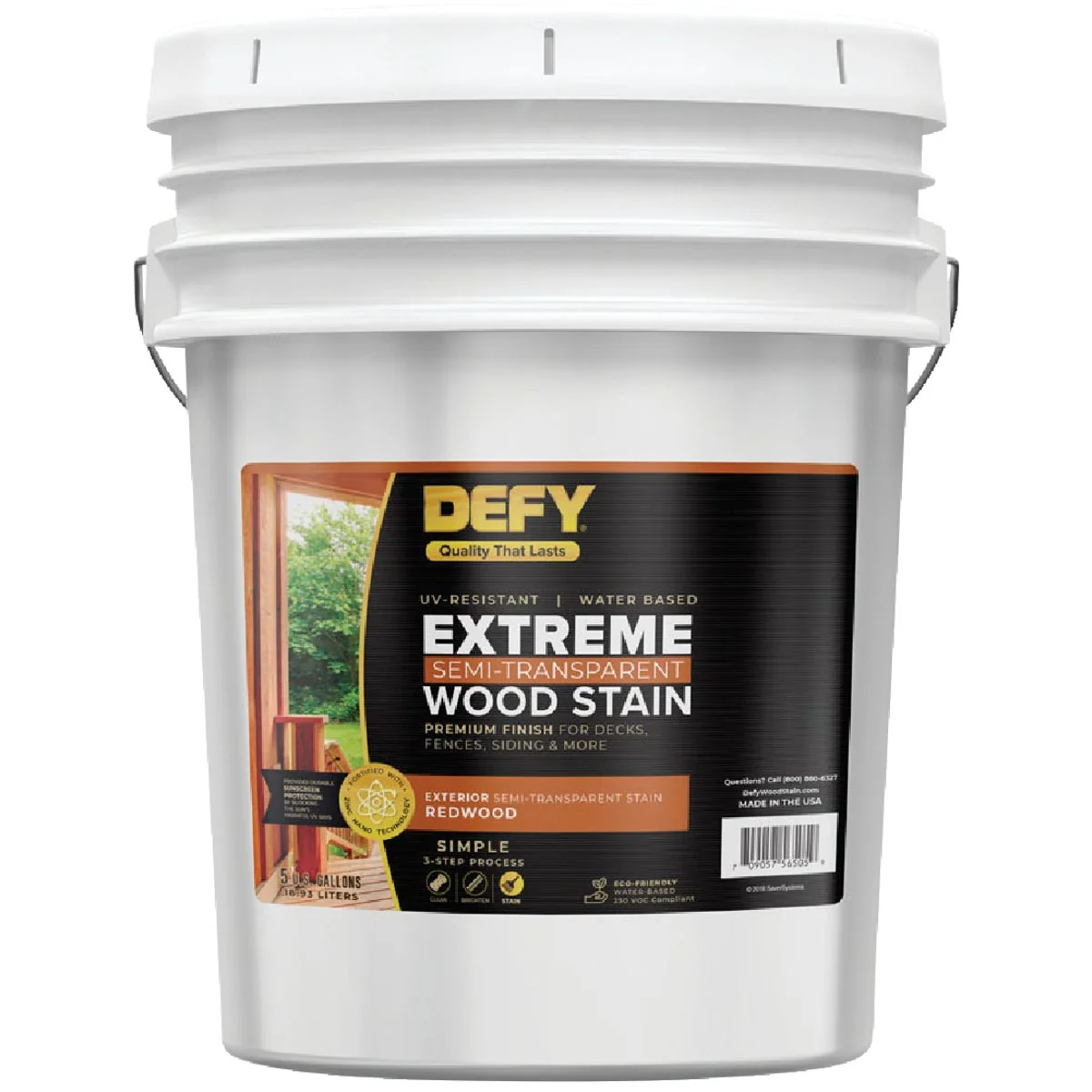 High-Quality DEFY Extreme Semi-Transparent Exterior Wood Stain Redwood 5 Gal. Top-Quality