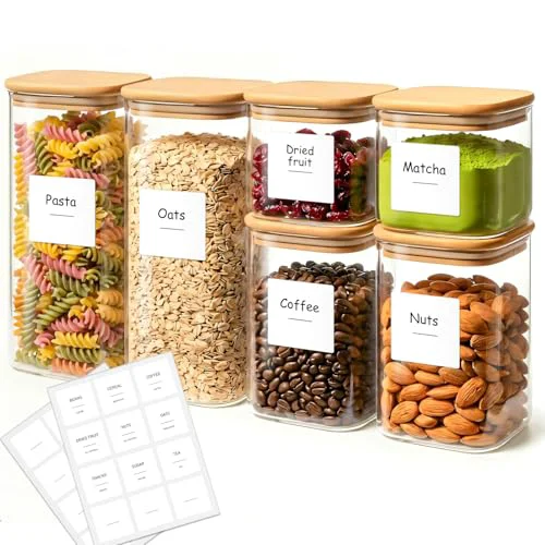 Unique Glass Pantry Storage Containers with Lids 0.6 6 Count Effective
