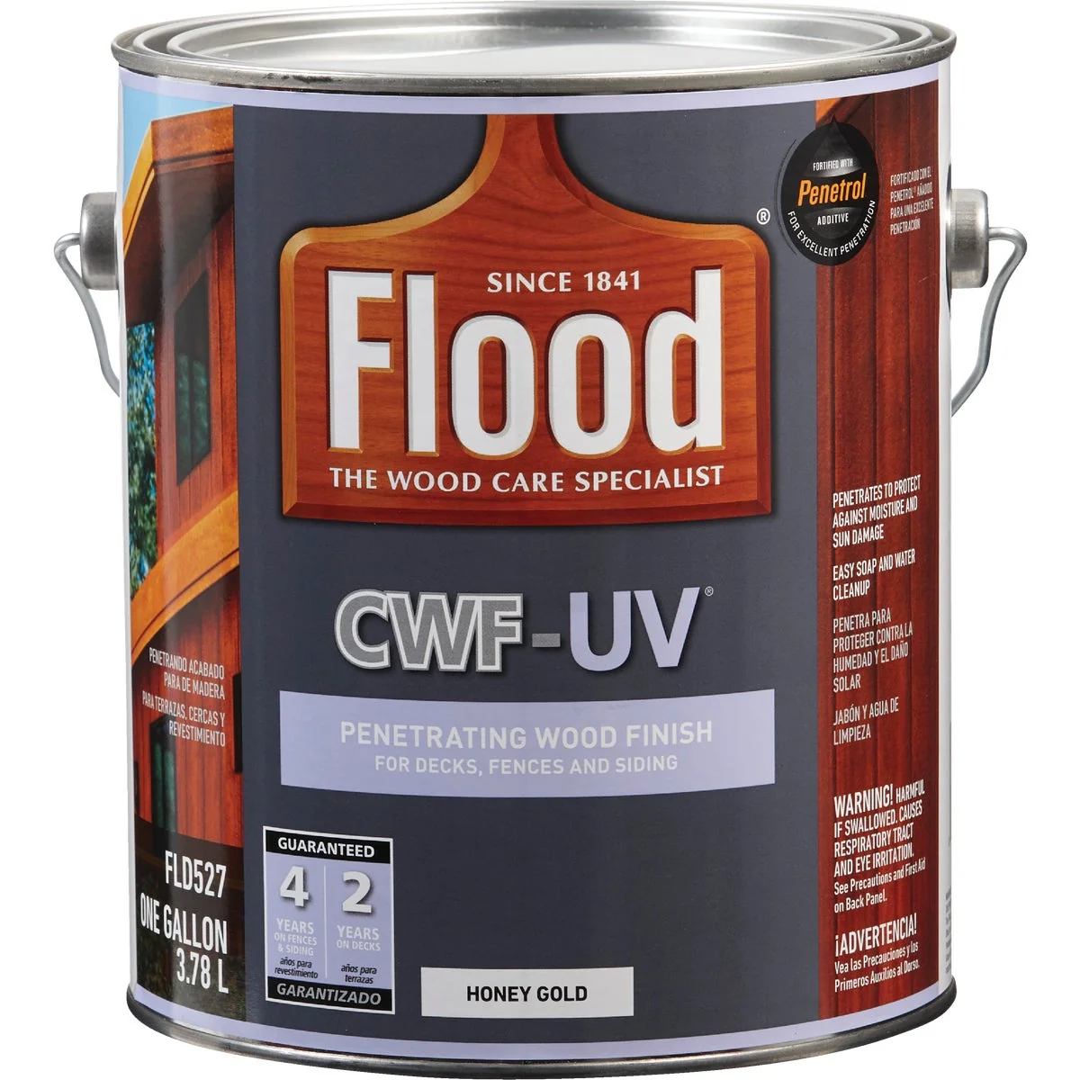 Powerful Flood CWF-UV Oil-Modified Fence Deck and Siding Wood Finish Honey Gold 1 Gal. Prestigious