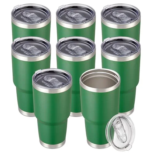 Environmentally Friendly 30 oz Tumbler with Lid Stainless Steel Tumblers Bulk 8 Count Natural