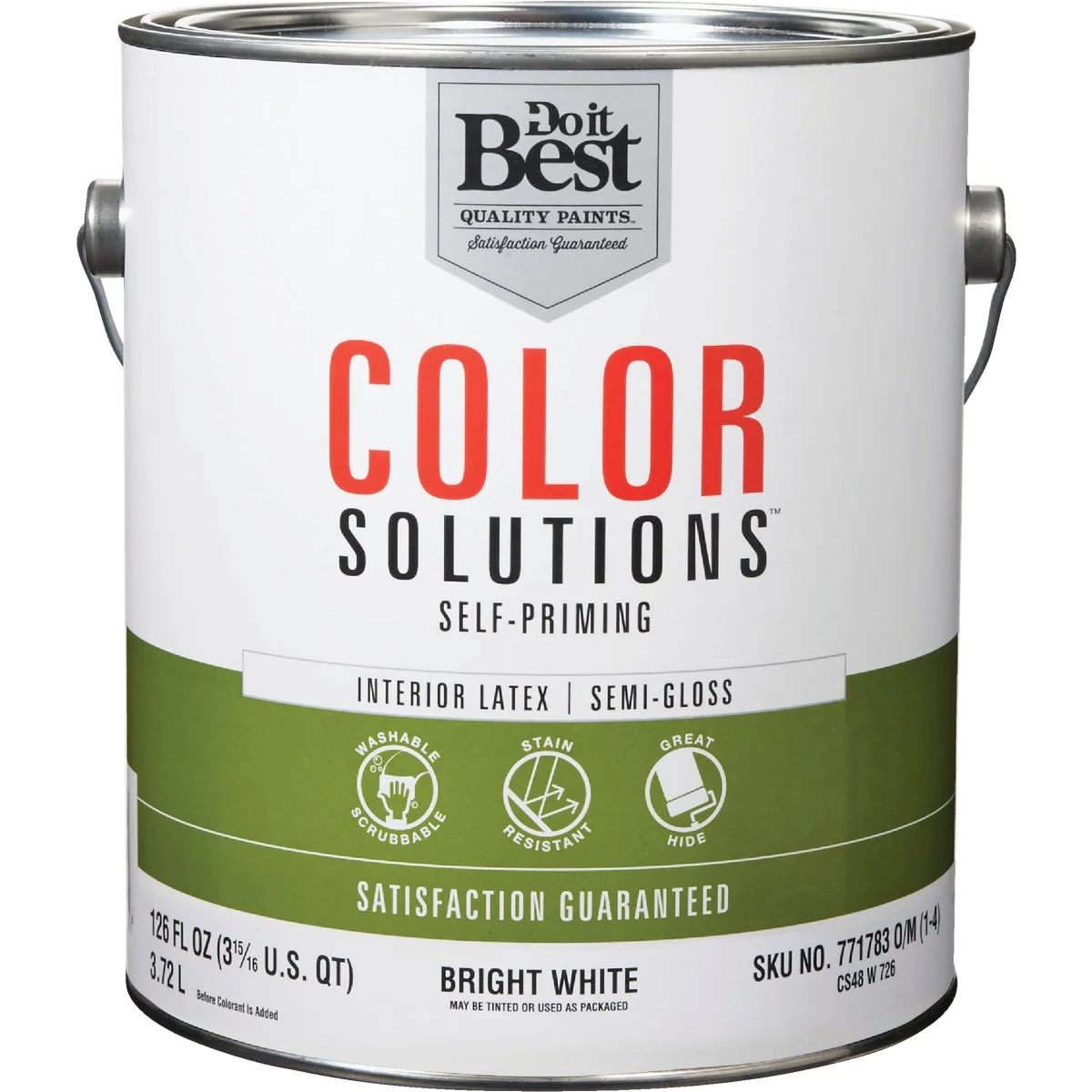 High-End Do it Color Solutions Latex Self-Priming Semi-Gloss Interior Wall Paint Bright White 1 Gal. Verified