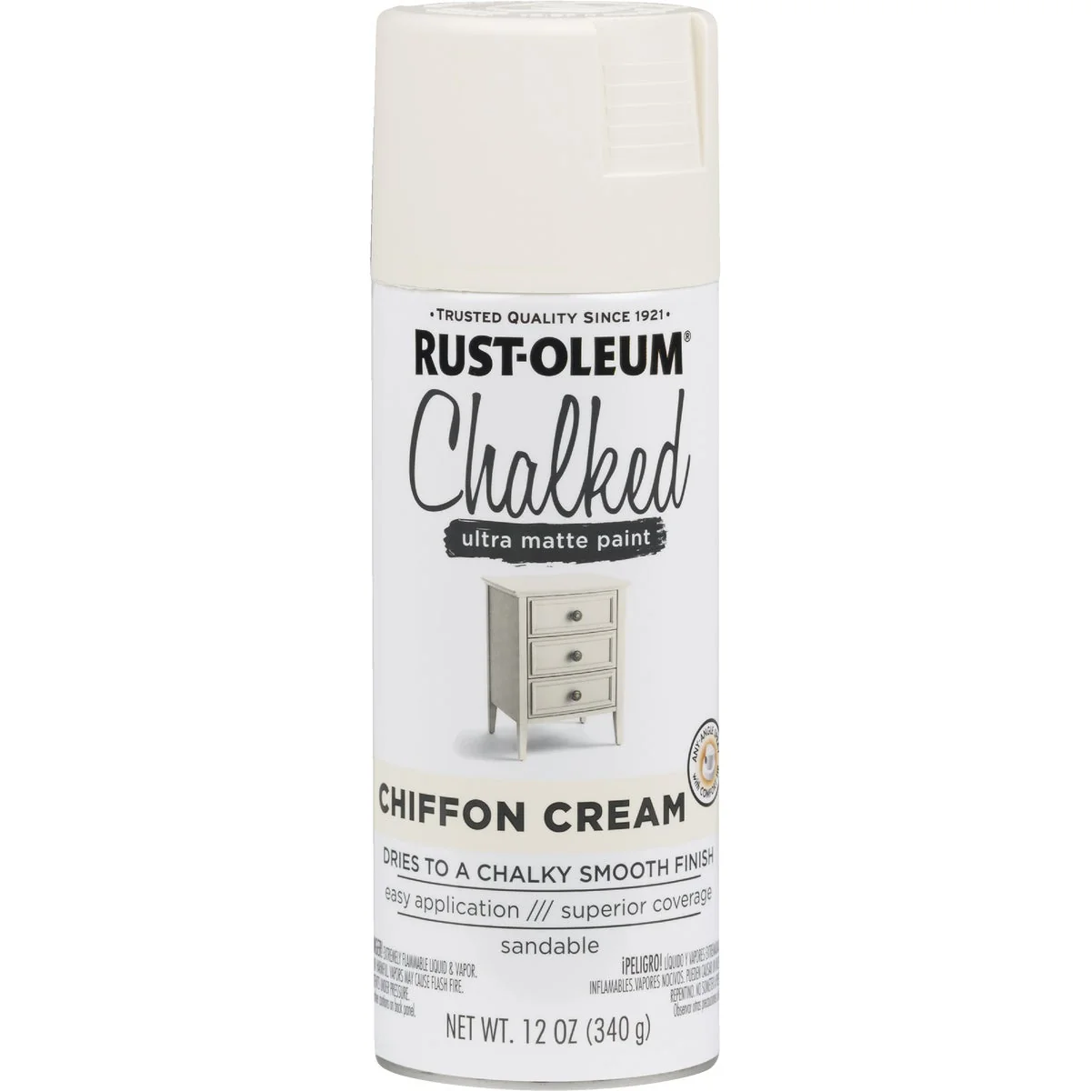 Stylish Rust-Oleum Chalked 12 Oz. Ultra Matte Spray Paint Chiffon Cream Modern