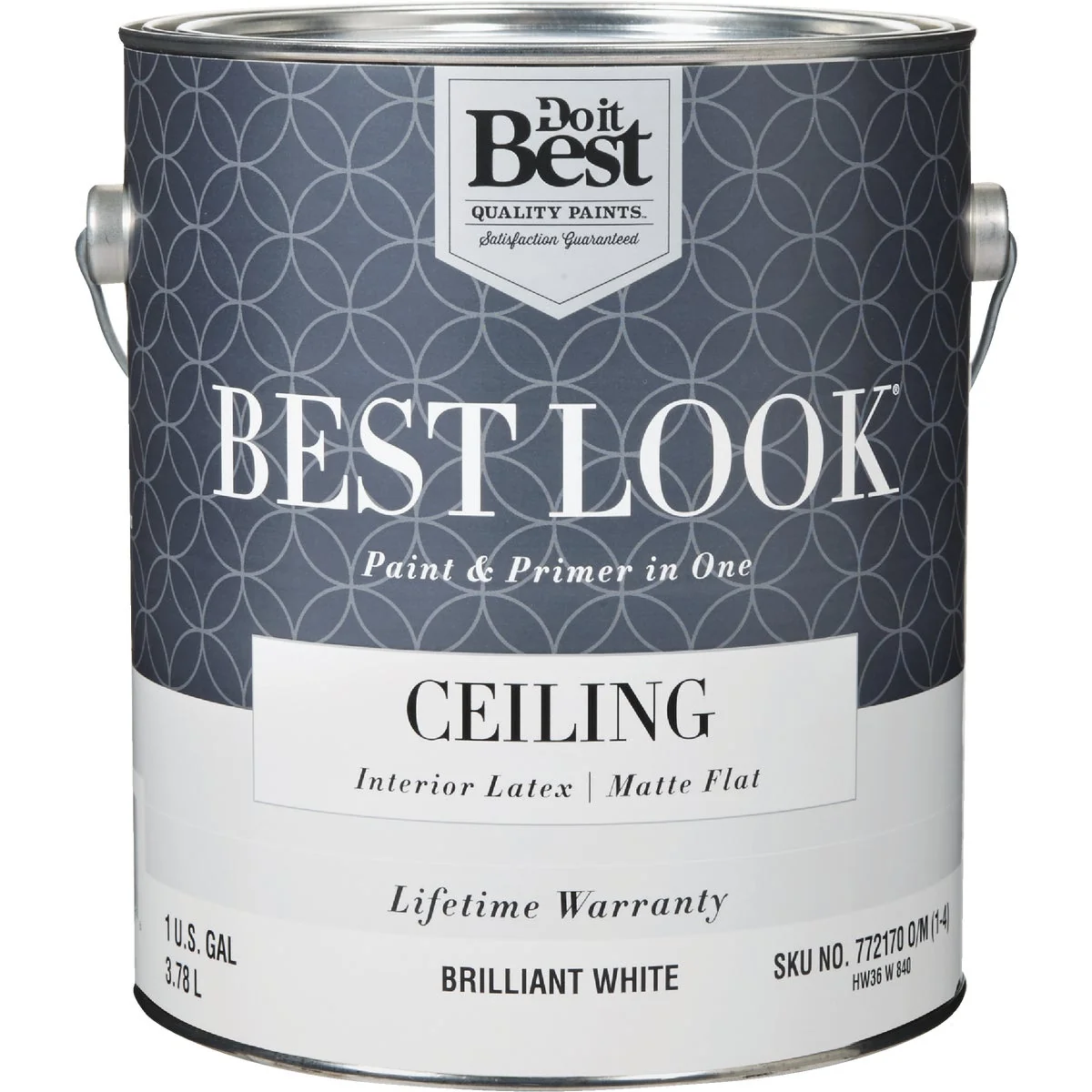 Luxury Look Latex Paint Primer In One Matte Flat Ceiling Paint Brilliant White 1 Gal. Long-Lasting