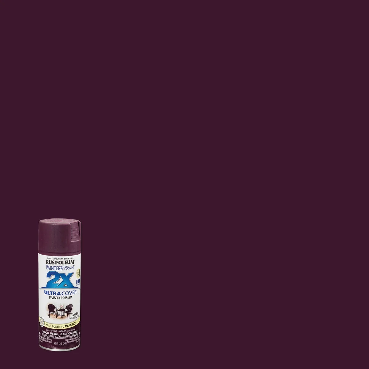 Comfortable Rust-Oleum Painter’s Touch 2X Ultra Cover 12 Oz. Satin Paint Primer Spray Paint Aubergine Contemporary