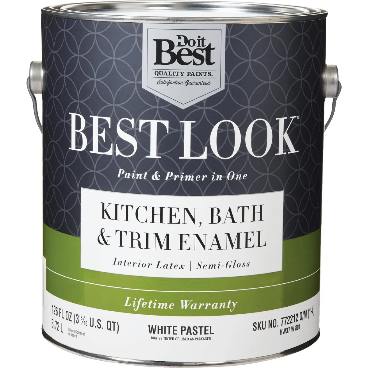 Secure Look Latex Paint Primer In One Kitchen Bath Trim Semi-Gloss Interior Wall Paint White-Pastel Base 1 Gal. Consistent