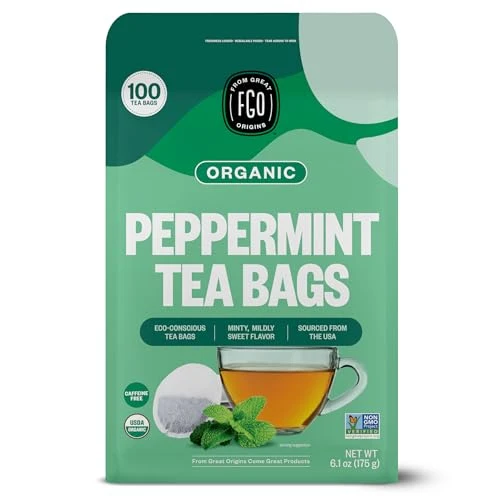 Sustainable Organic Peppermint Tea 100 Count Genuine