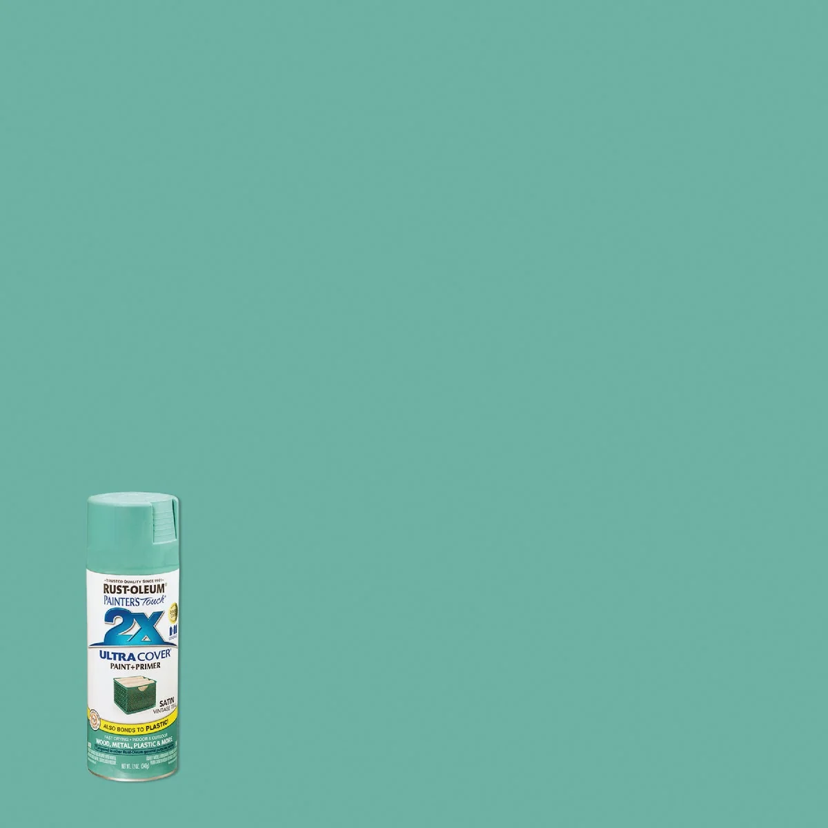 Premium Rust-Oleum Painter’s Touch 2X Ultra Cover 12 Oz. Satin Paint Primer Spray Paint Vintage Teal Responsible