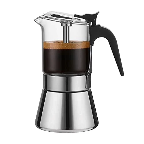 Eco-Friendly SIXAQUAE Moka Induction Stovetop Espresso Maker With Pressure valve Solid
