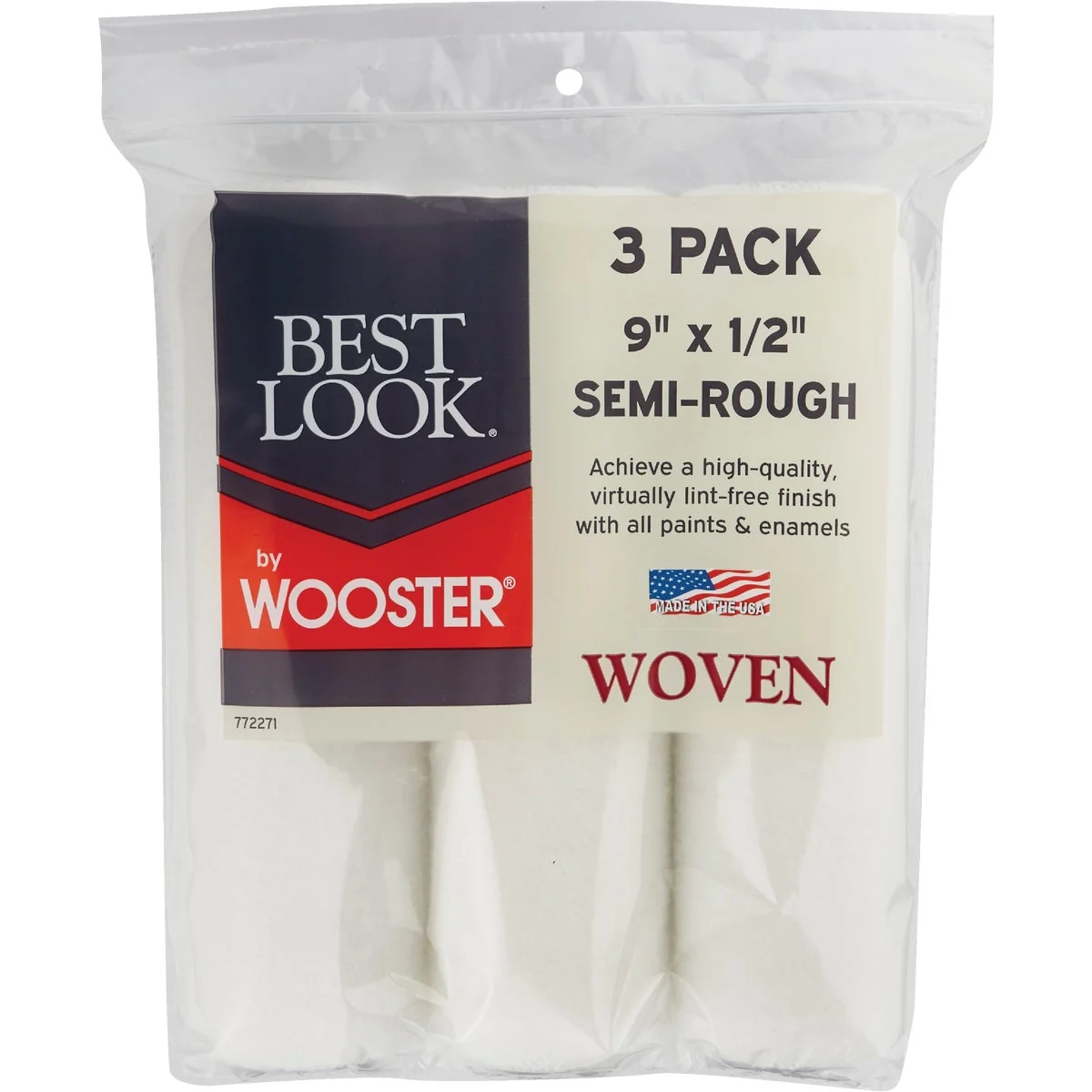 Smooth Look By Wooster 9 In. x 1 2 In. Premium Woven Fabric Roller Cover 3-Pack Fashionable