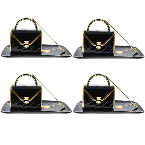 Fashionable Ceramic Purse Coffee Mugs Set Tea Cup Unique Bag shaped mug and Saucer Set with Spoon and Saucer For Women Thanksgiving Christmas Gifts 10 Count Optimized