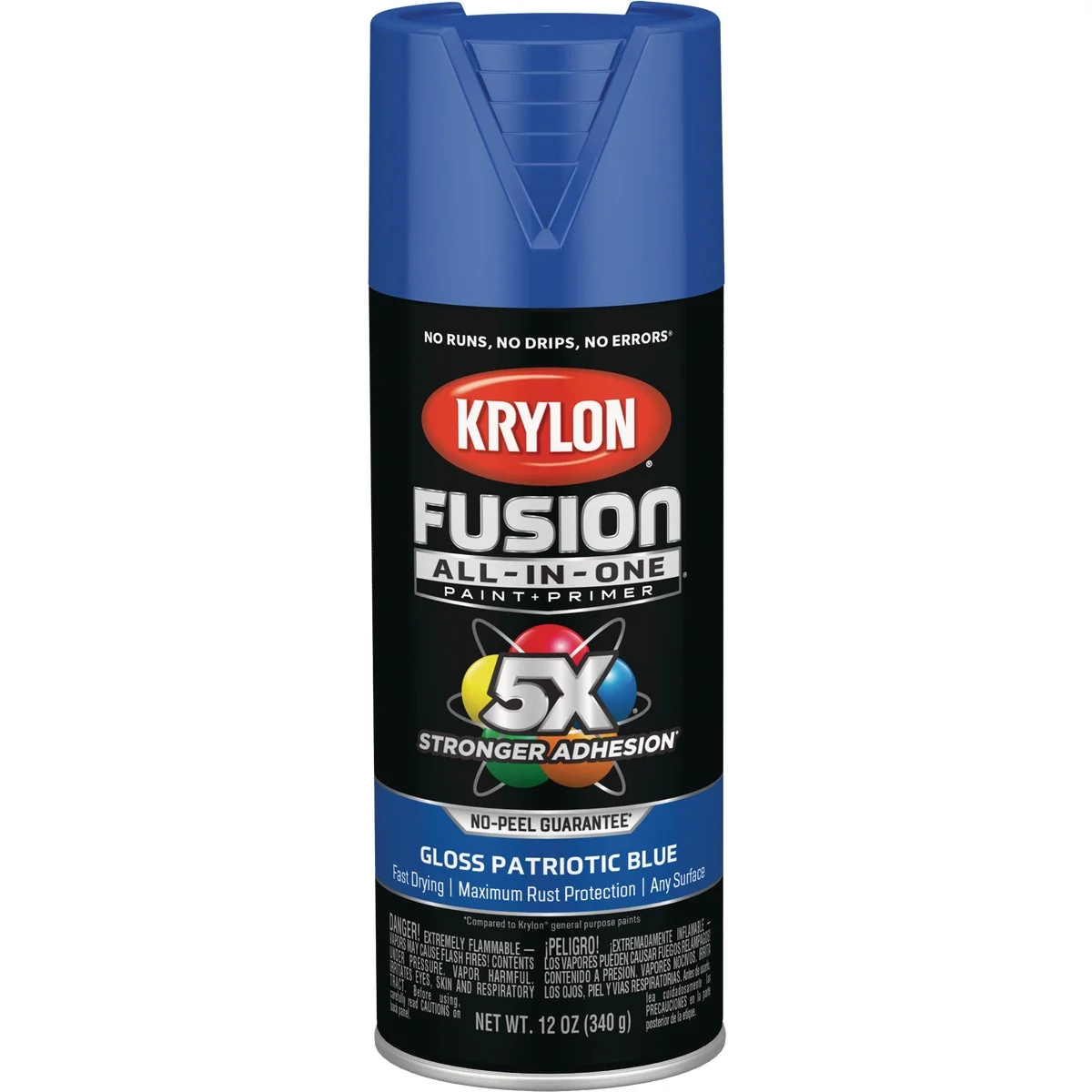 Fast Krylon Fusion All-In-One Gloss Spray Paint Primer Patriotic Blue Professional