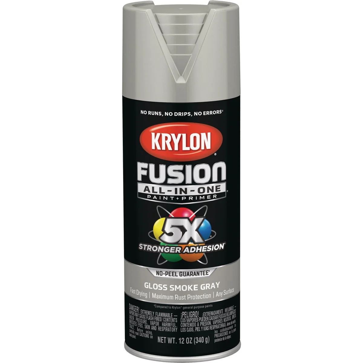 Breathable Krylon Fusion All-In-One Gloss Spray Paint Primer Smoke Gray Effective