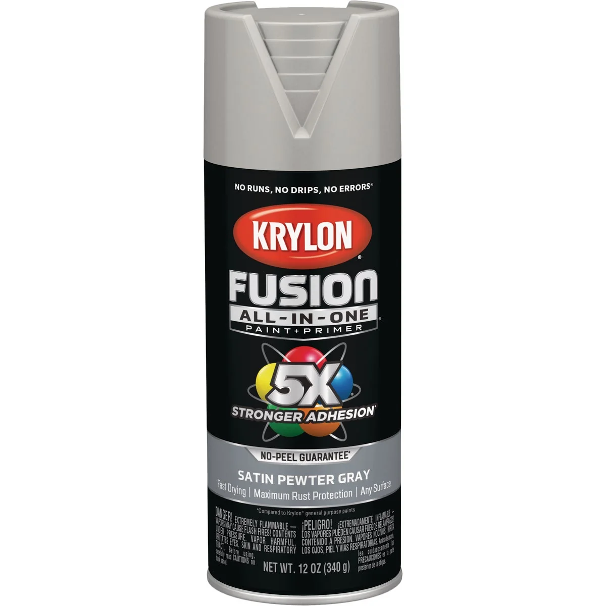 Organic Krylon Fusion All-In-One Satin Spray Paint Primer Pewter Gray Exceptional