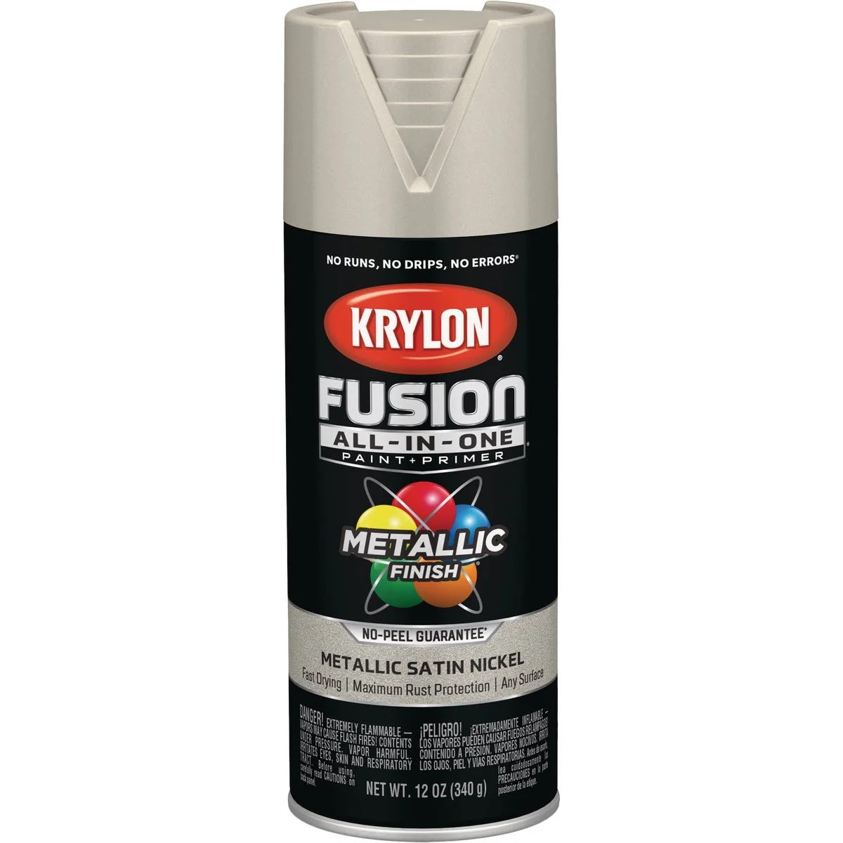 Fast Krylon Fusion All-In-One Metallic Spray Paint Primer Satin Nickel Luxury