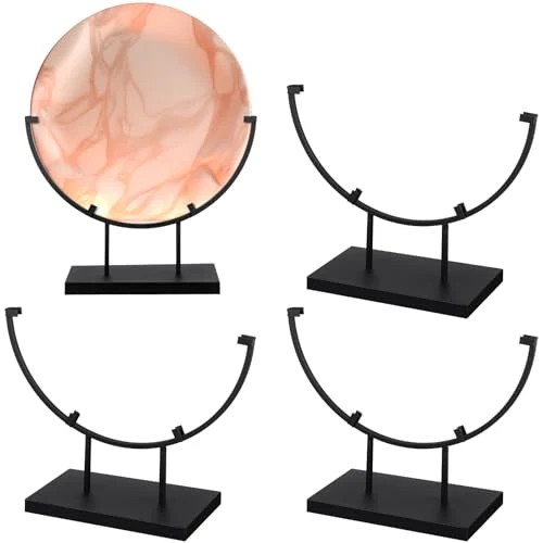 Unique 4 Pcs 8 In Round Metal Display Stand for Display Stained Glass 4 Count Trendy