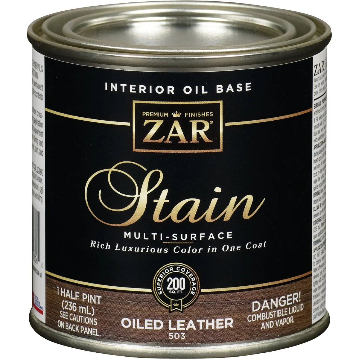 Long-Lasting Zar 1 2 Pt. Oiled Leather Oil-Based Multi-Surface Interior Stain Certified