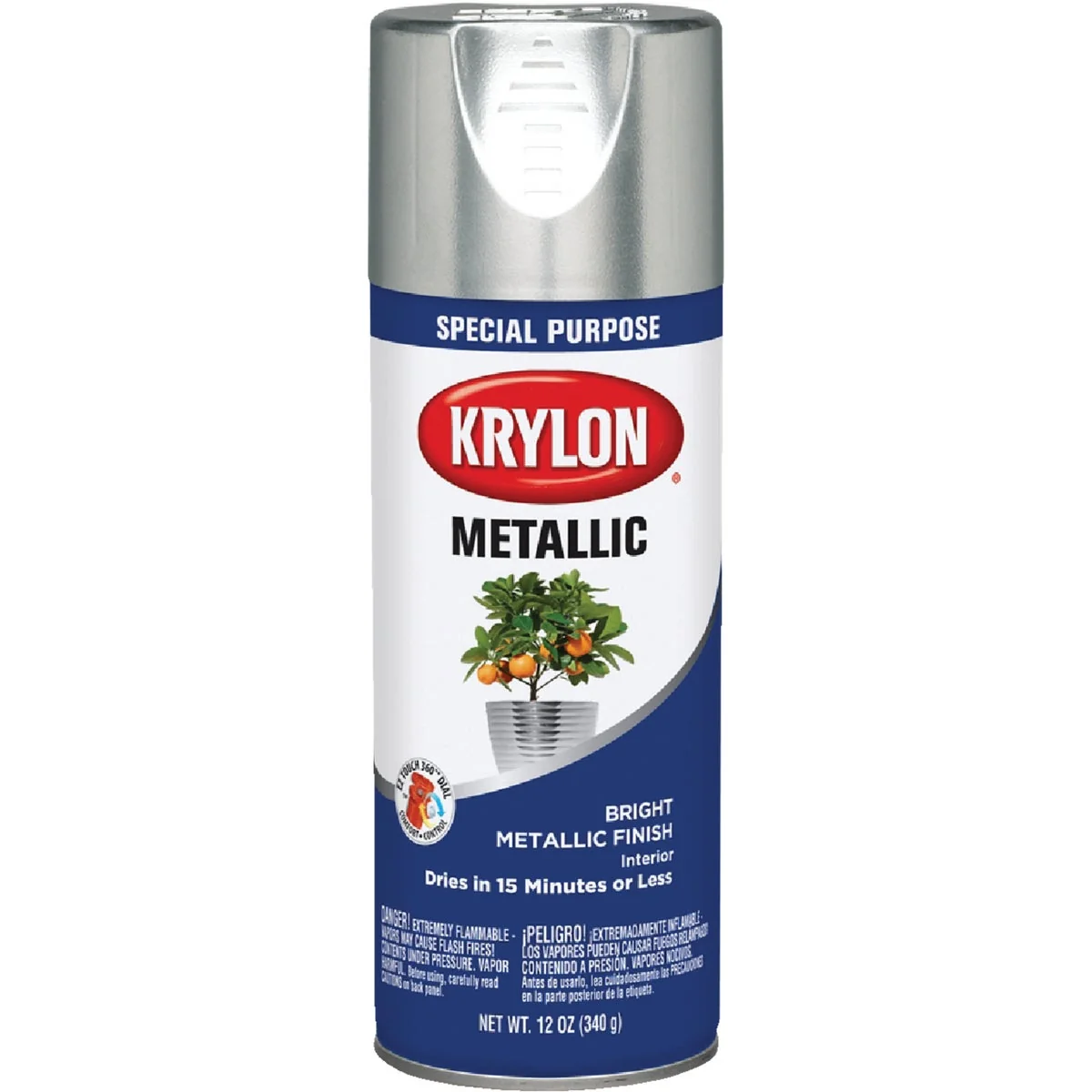 Trendy Krylon Metallic 11 Oz. Gloss Spray Paint Bright Silver Long-Lasting