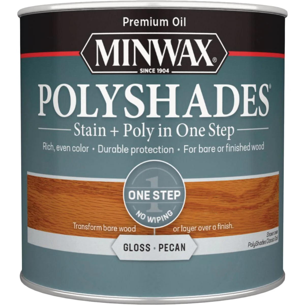 Next-Generation Minwax Polyshades 1 2 Pt. Gloss Stain Finish Polyurethane In 1-Step Pecan Breathable