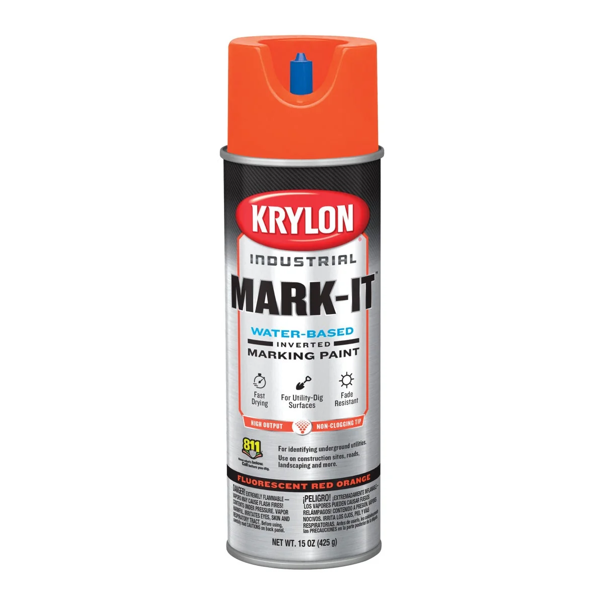 Professional Krylon Fluorescent Red Orange 15 Oz. Inverted Marking Spray Paint Quality