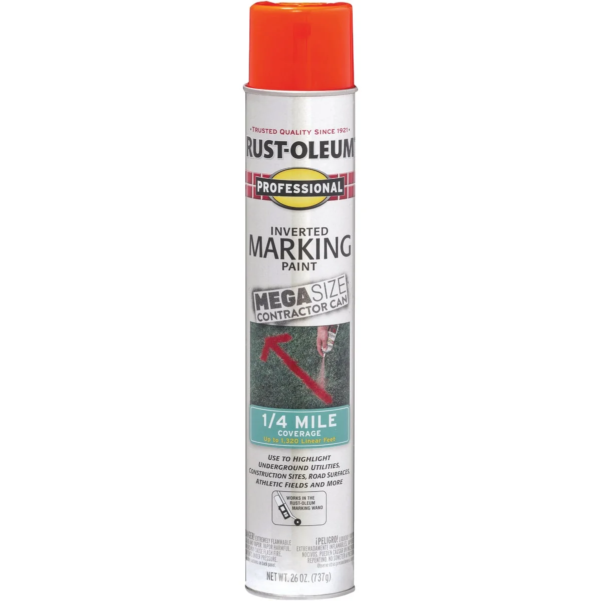 Elegant Rust-Oleum Professional 26 Oz. Mega Fluorescent Red-Orange Inverted Marking Spray Paint Enhanced