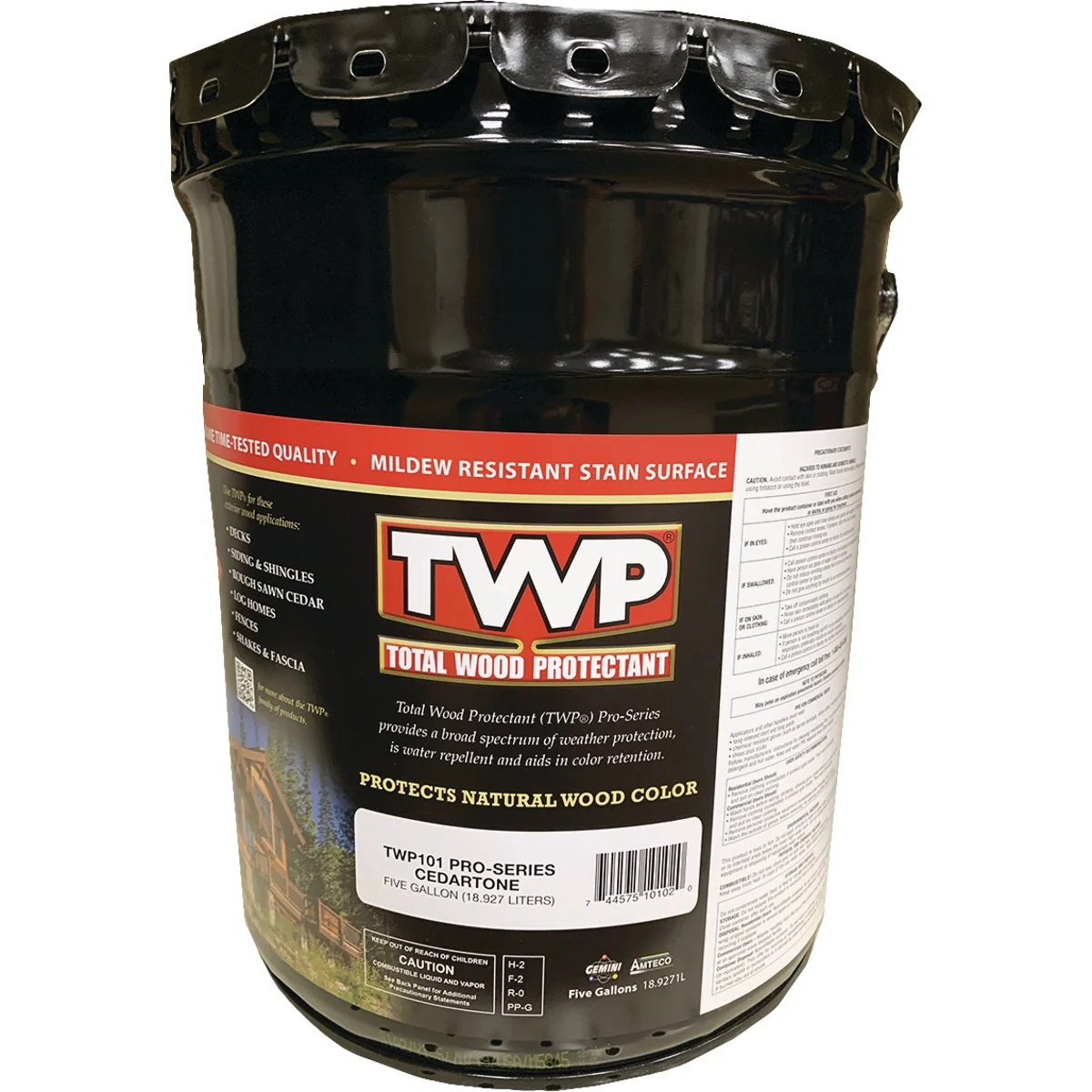 Versatile TWP100 Pro Series Semi-Transparent Wood Protectant Deck Stain Cedartone 5 Gal. Green