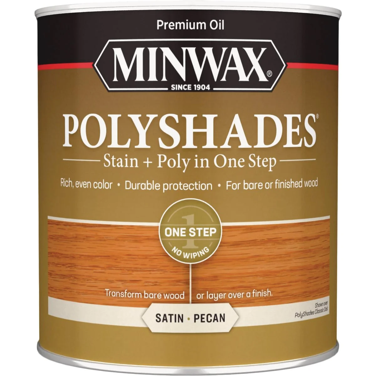 Premium Minwax Polyshades 1 Qt. Satin Stain Finish Polyurethane In 1-Step Pecan Sophisticated