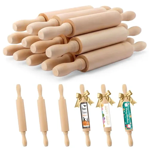Long-Lasting 12 Pack 8 Inch Mini Wood Rolling Pin 12 Count Sophisticated