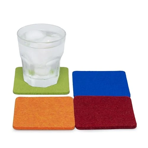 Carefully Designed Bierfilzl Merino Wool Square Coasters Set of 4 4 Count Clean