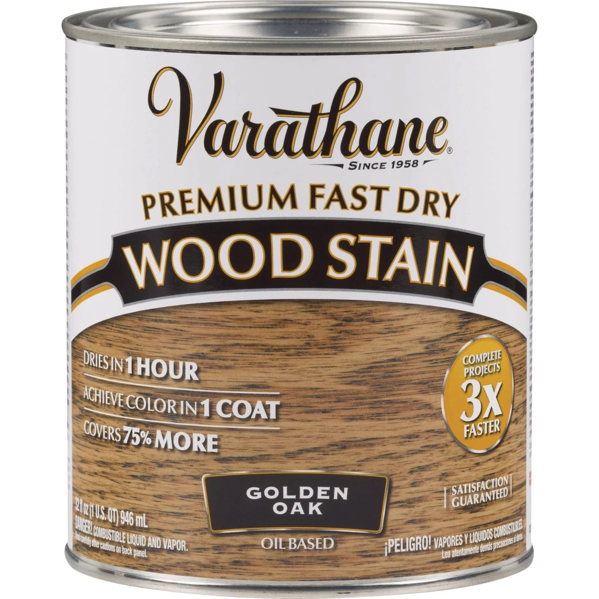 Practical Varathane Fast Dry Golden Oak Urethane Modified Alkyd Interior Wood Stain 1 Qt. Smooth