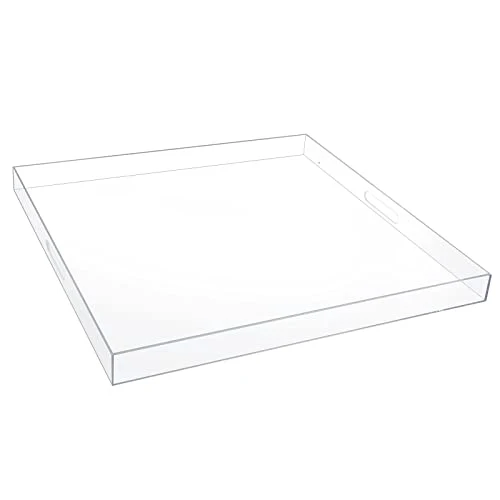 Comfortable 24×24 Inch Clear Acrylic Serving Tray with Handles Extra Large Ottoman Tray Decorative Tray Spill Artisan