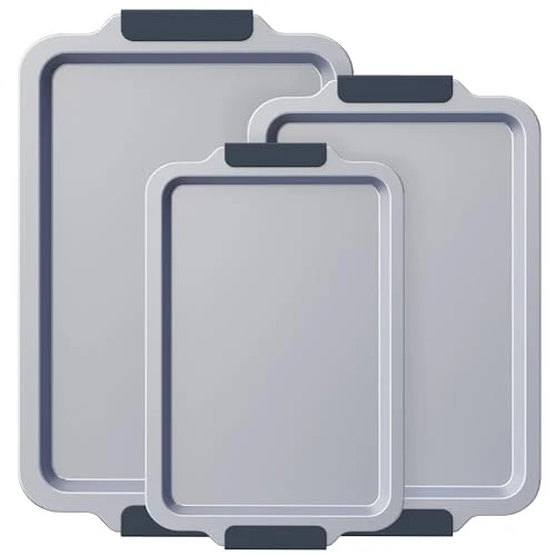 Modern Non Stick Ceramic Baking Sheet Pan Set of 3 3 Count Safe