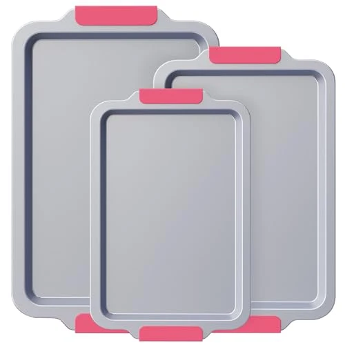 Fine Crafted Non Stick Ceramic Baking Sheet Pan Set of 3 3 Count Professional