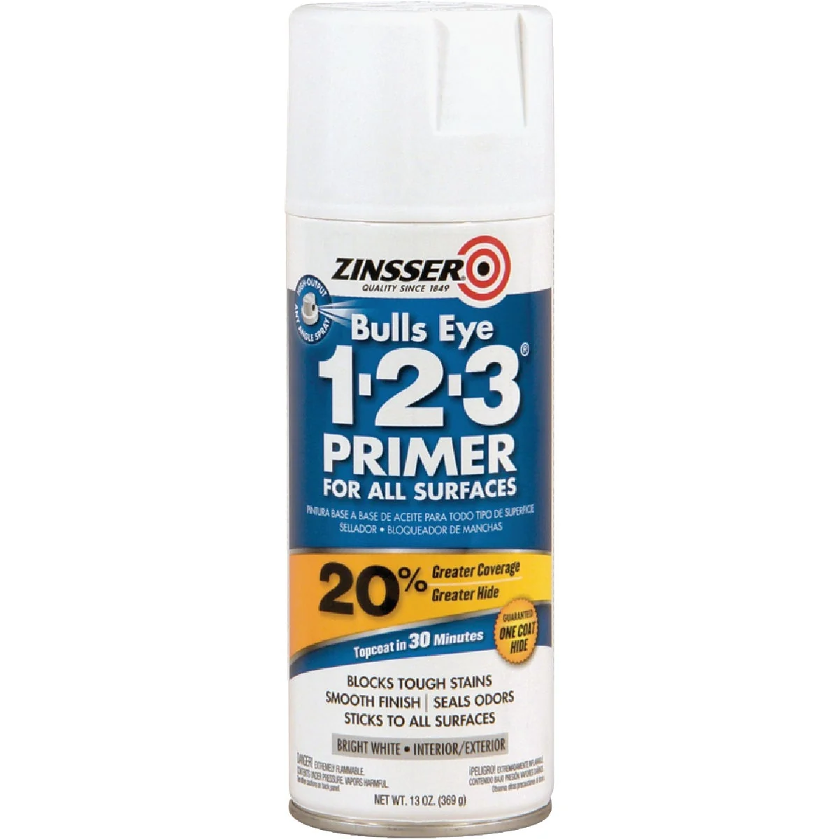 Original Design Zinsser Bulls Eye 1-2-3 13 Oz. Primer Spray White Relaxed